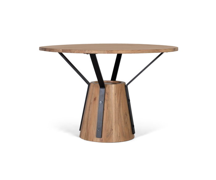 GINER Y COLOMER Table de salle à manger ronde en bois de manguier et métal, 116 cm